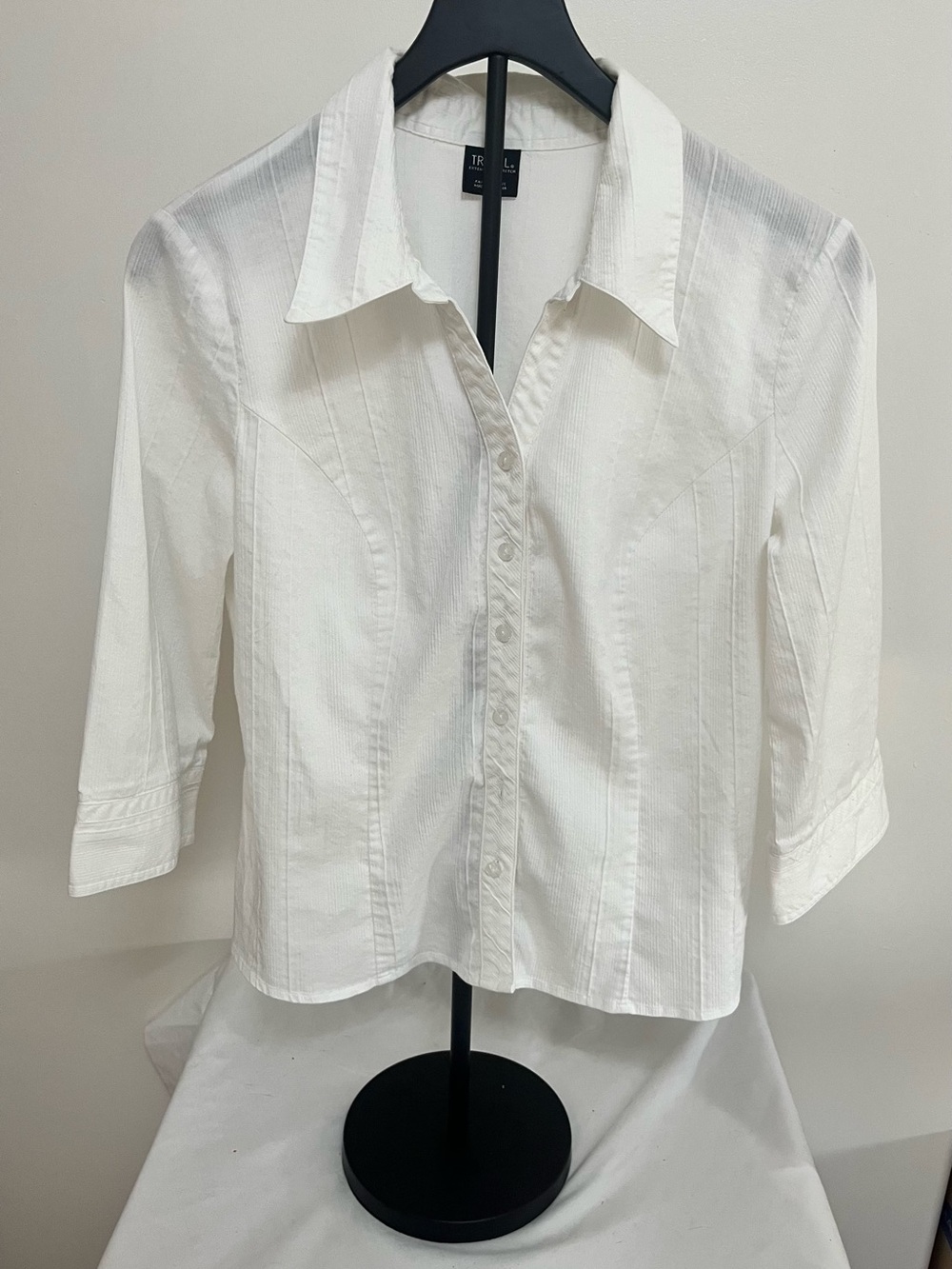 Tribal White Button-Up Shirt with Black Label